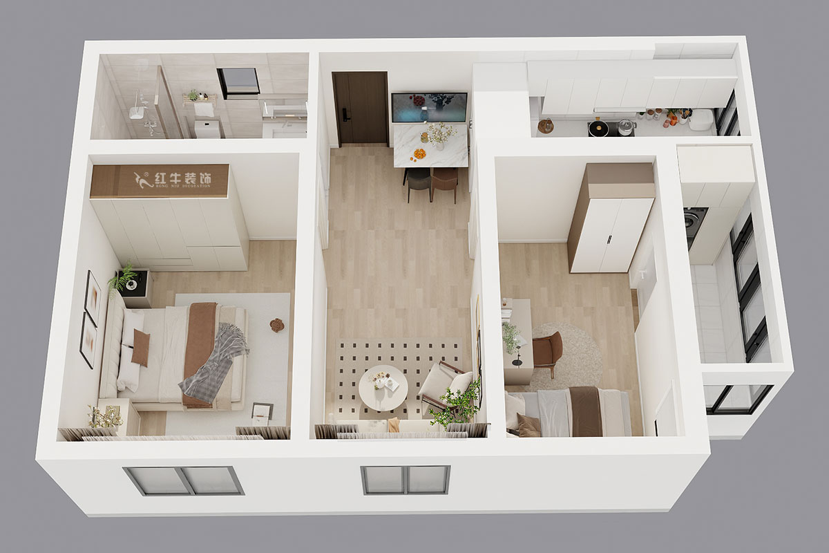 刘晓芳｜青云巷20号201-57㎡-现代风格｜2室2厅1卫｜老房装修｜定制家｜全包8